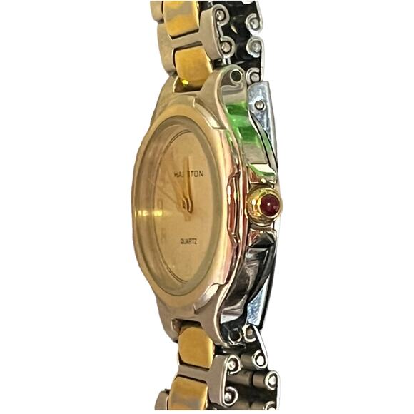 Halston Two toned band with clasp Watch 001-6236 Vintage - Picture 5 of 13